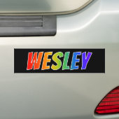 Voornaam "WESLEY": Fun Rainbow-kleuren Bumpersticker (Op auto)