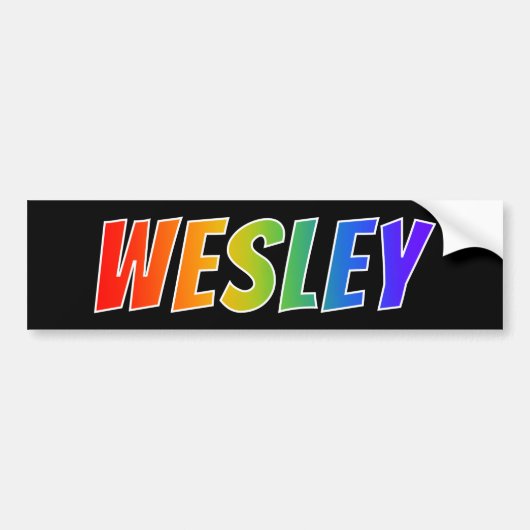 Voornaam "WESLEY": Fun Rainbow-kleuren Bumpersticker (Voorkant)