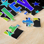 Voornaam "WESLEY", geun "HAPPY BIRTHDAY" Legpuzzel (Zijkant)