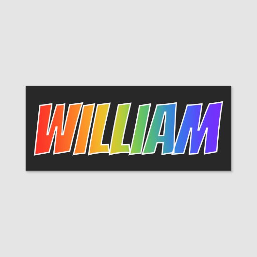 Voornaam "WILLIAM": Fun Rainbow Coloring Naamplaatje (Voorkant)
