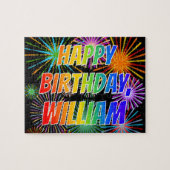 Voornaam "WILLIAM", geun "HAPPY BIRTHDAY" Legpuzzel (Horizontaal)