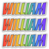 Voornaam "WILLIAM" w/ Fun Rainbow Coloring Sticker (Voorkant)