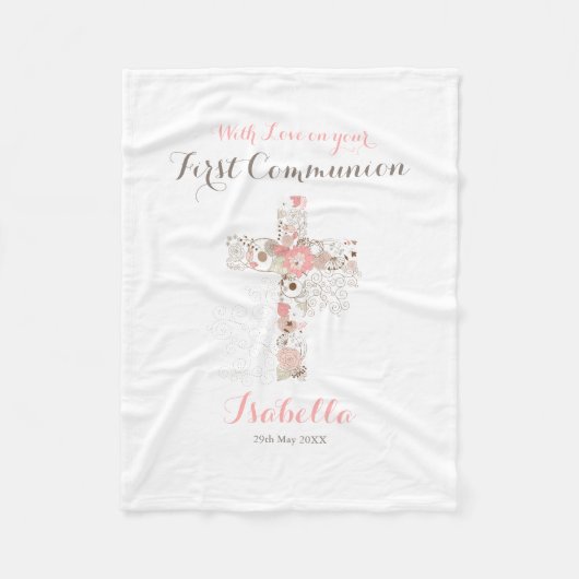 Voornaam witte florale kruis naam fleece bla (Voorkant)