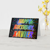 Voornaam "XAVIER" Fun "HAPPY BIRTHDAY" Kaart (Gele Bloem)