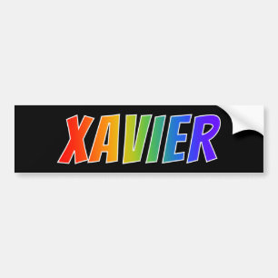 Voornaam "XAVIER": Fun Rainbow-kleuren Bumpersticker