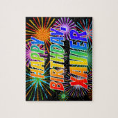 Voornaam "XAVIER", geun "HAPPY BIRTHDAY" Legpuzzel (Verticaal)