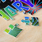 Voornaam "ZACHARY", geun "HAPPY BIRTHDAY" Legpuzzel (Zijkant)
