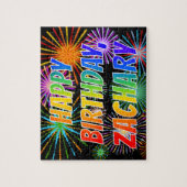 Voornaam "ZACHARY", geun "HAPPY BIRTHDAY" Legpuzzel (Verticaal)