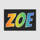 Voornaam "ZOE": Fun Rainbow-kleuren Naamplaatje (Voorkant)