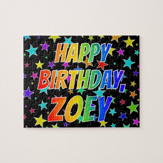 Voornaam ZOEY, Fun "HAPPY BIRTHDAY" Legpuzzel (Horizontaal)