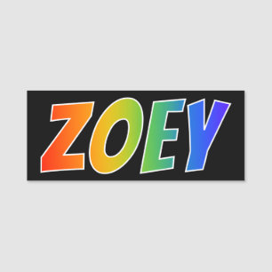 Voornaam "ZOEY": Fun Rainbow-kleuren Naamplaatje