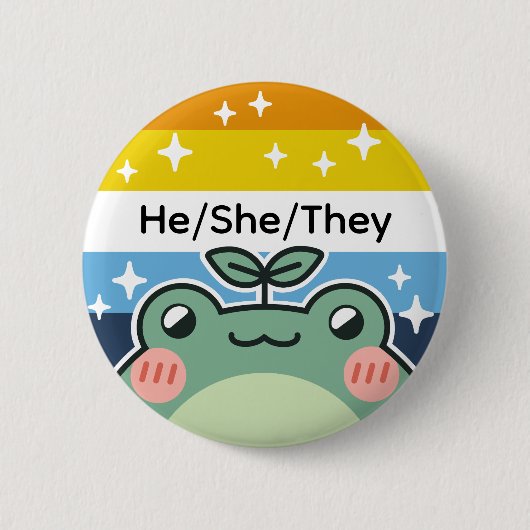  voornaamwoord AroAce Pride Flag Frog Ronde Button 5,7 Cm (Voorkant)