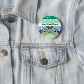  voornaamwoord Gay MLM Pride Flag Frog Ronde Button 5,7 Cm (In situ)