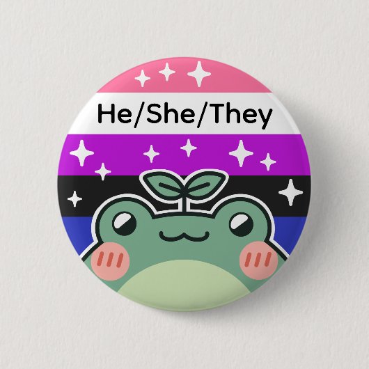 voornaamwoord genderfluid Pride Flag Frog Ronde Button 5,7 Cm (Voorkant)