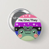 voornaamwoord genderfluid Pride Flag Frog Ronde Button 5,7 Cm (Voorkant /achterkant)