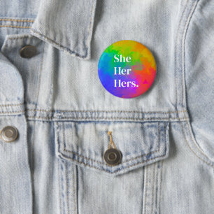 Voornaamwoord Knop regenboog schilderen  Ronde Button 5,7 Cm
