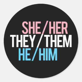 voornaamwoord triade, rond ronde sticker