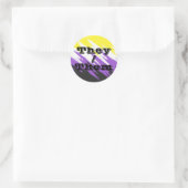 voornaamwoord zigzag Nonbinary Pride Flag Ronde Sticker (Tas)