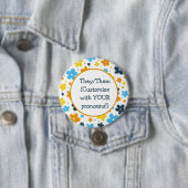 Voornaamwoorden AroAce Pride Bloemen Doodle LGBTQ+ Ronde Button 7,6 Cm (In situ)