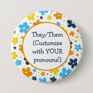 Voornaamwoorden AroAce Pride Bloemen Doodle LGBTQ+ Ronde Button 7,6 Cm