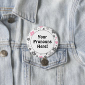 VOORNAAMWOORDEN! Demigirl Pride Bloemen Doodle Pin Ronde Button 7,6 Cm (In situ)