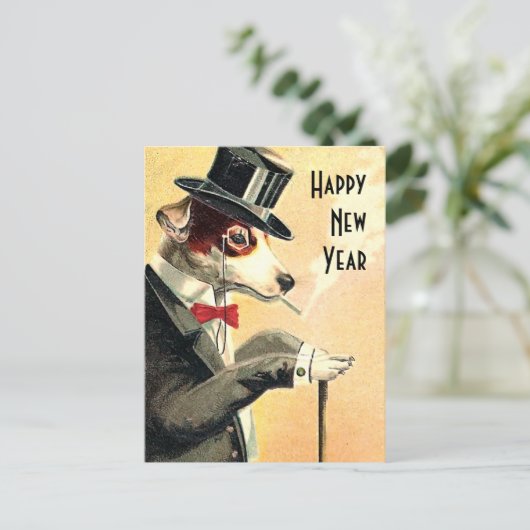 Voorname hondennieuwjaarswensen feestdagenkaart (Staand voorkant)