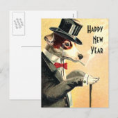 Voorname hondennieuwjaarswensen feestdagenkaart (Voorkant / Achterkant)