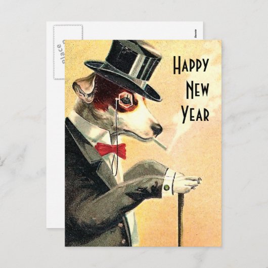 Voorname hondennieuwjaarswensen feestdagenkaart (Voorkant / Achterkant)