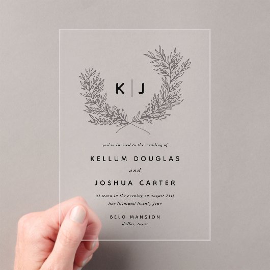 Voorname monogram bruiloft acryl uitnodigingen (Insitu (Draagbaar))