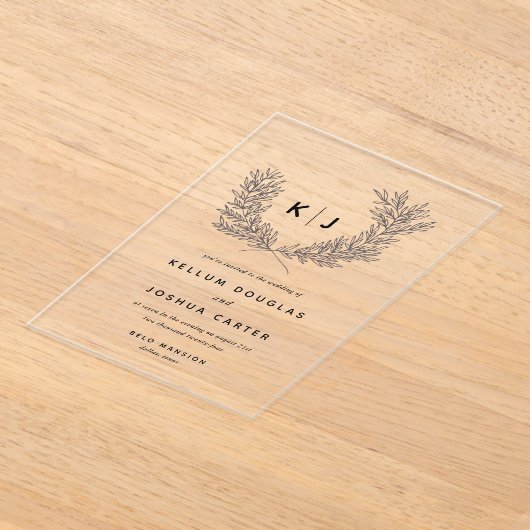 Voorname monogram bruiloft acryl uitnodigingen (Laagn)