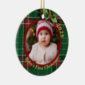 Voornamelijk groen geplakt | De eerste kerstfoto v Keramisch Ornament (Rechts)