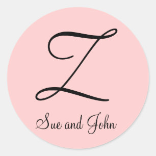 Voornamen en Initiaal Zwart op Roze Sticker