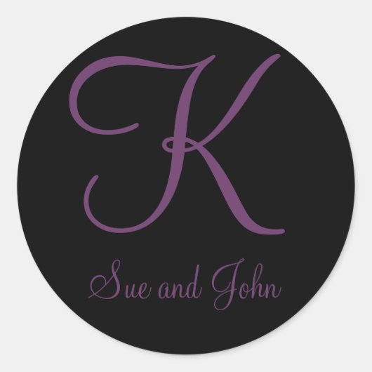 Voornamen en laatste Initiaal Mauve Monogram K Ronde Sticker (Voorkant)