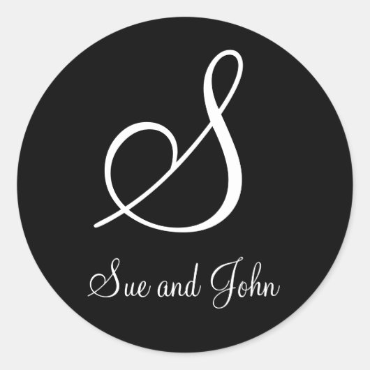 Voornamen en laatste Initiaal wit monogram S Ronde Sticker (Voorkant)