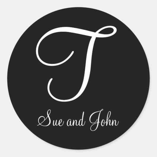 Voornamen en laatste Initiaal Wit Monogram T Ronde Sticker (Voorkant)