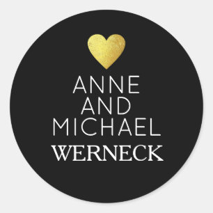 Voornamen van de heer & Mrs. / achternaam, liefdes Ronde Sticker