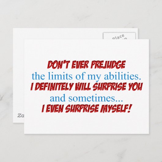 vooroordeel briefkaart (Voorkant / Achterkant)