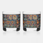 Voorouderlijk kobalt "Pre-Columbian Tapestry" Rock Whisky Glas (Rechts)