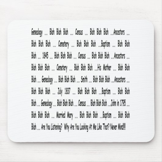 Voorouders Blah Blah Mousepad Muismat (Voorkant)