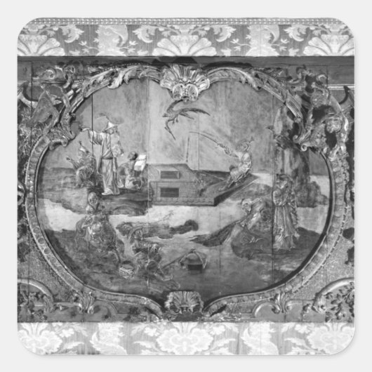 Voorpaneel met chinees onderwerp, c.1730 vierkante sticker (Voorkant)