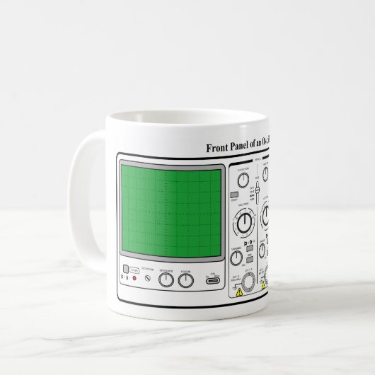 Voorpaneel van een Oscilloscope-spanningstest Koffiemok (Voorkant links)