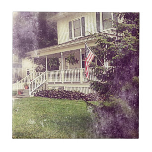 Voorporch en Amerikaanse vlag Tegeltje