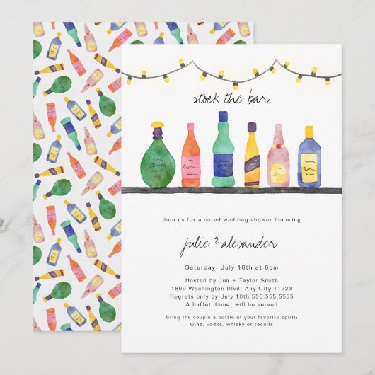 Voorraad de bar 2 bruiloft douche uitnodiging (Voorkant / Achterkant)