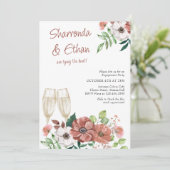 Voorraad de Bar Autumn Flowers Engagement Party Kaart (Staand voorkant)