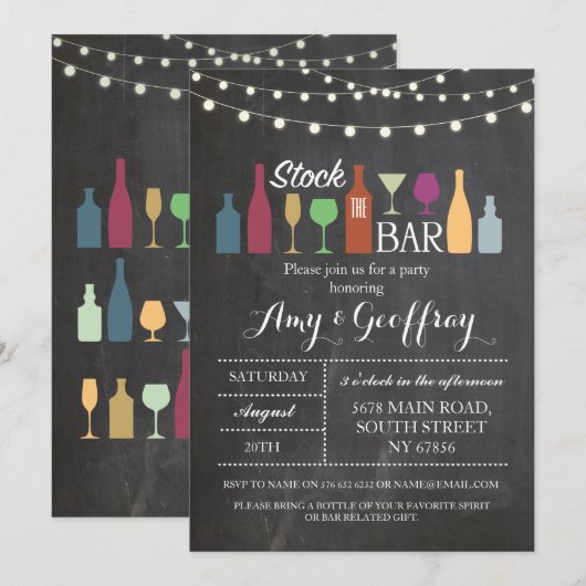 Voorraad De Bar Chalk Party Verloving Uitnodiging (Voorkant / Achterkant)
