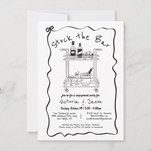Voorraad de Bar cocktail bar verlovingsfeest Kaart (Voorkant)