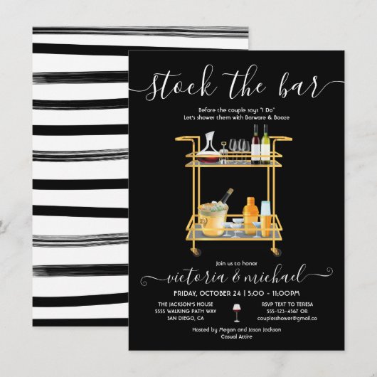 Voorraad de Bar Cocktail bar winkelwagen Verloving Kaart (Voorkant / Achterkant)