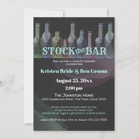 Voorraad de bar douche kaart (Voorkant)