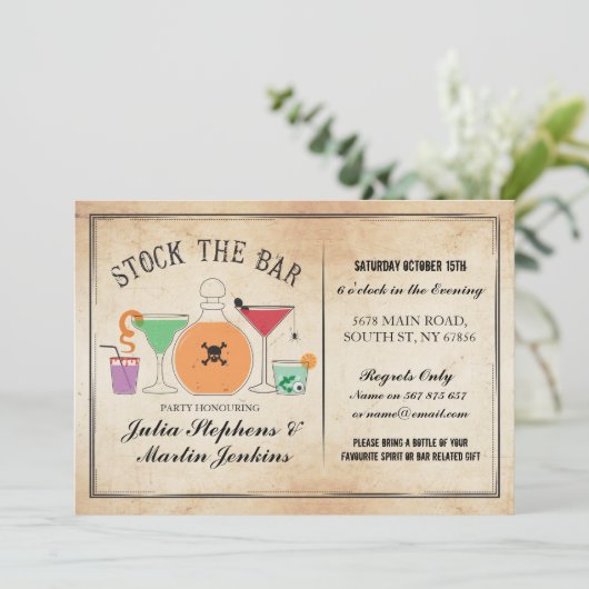 Voorraad De Bar Gothic Party Verloving Uitnodiging (Staand voorkant)