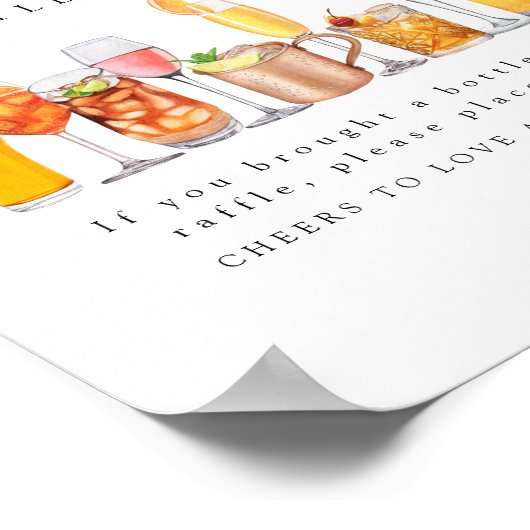 Voorraad De Bar Koppels Douche Fles Raffle Sign Poster (Hoek)